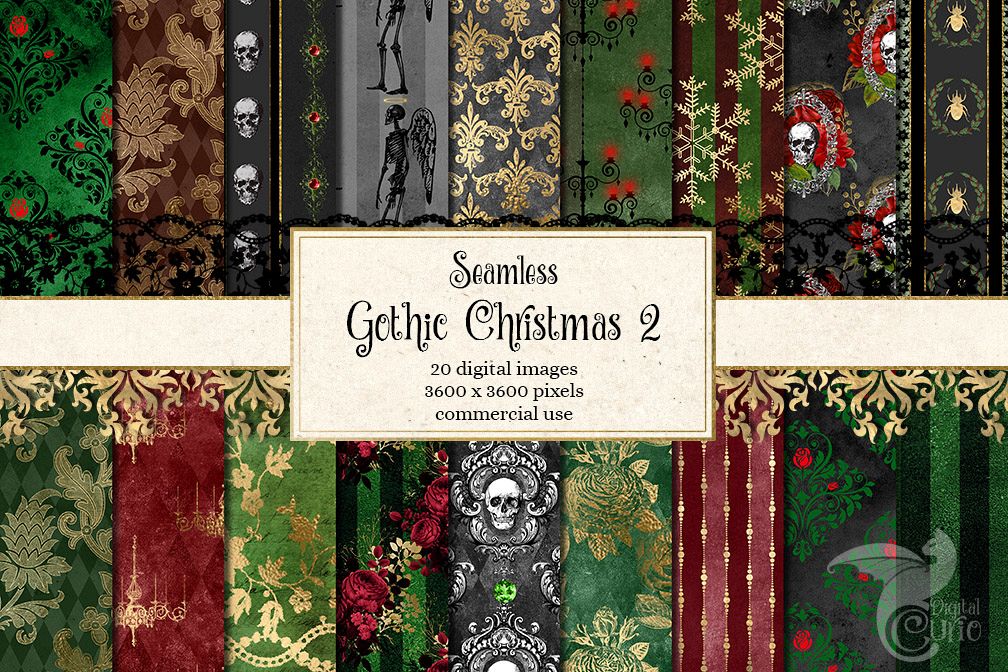 Gothic Christmas Digital Paper Set 2 example image 1