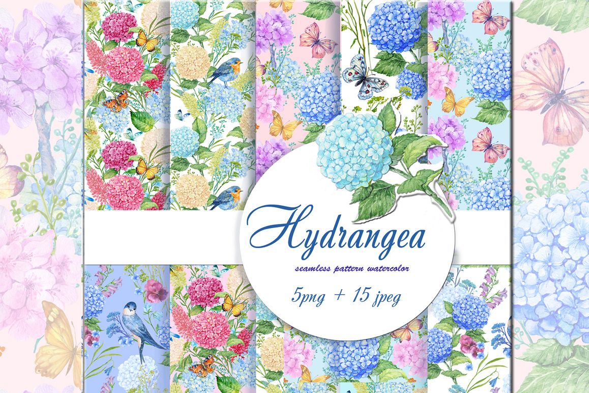hydrangea watercolor patterns example image 1