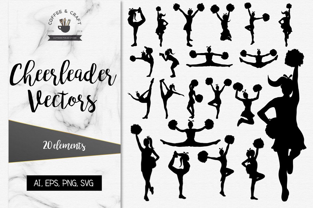 Cheerleader Vectors, SVG set example image 1
