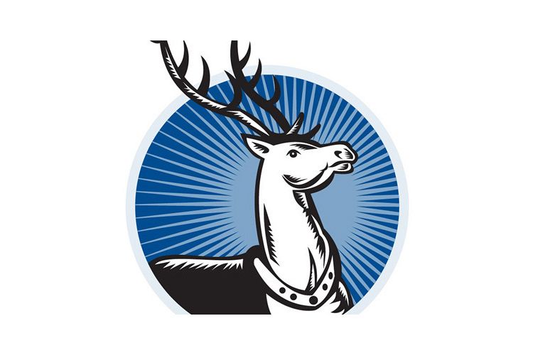 Deer Stag Buck Woodcut Retro example image 1
