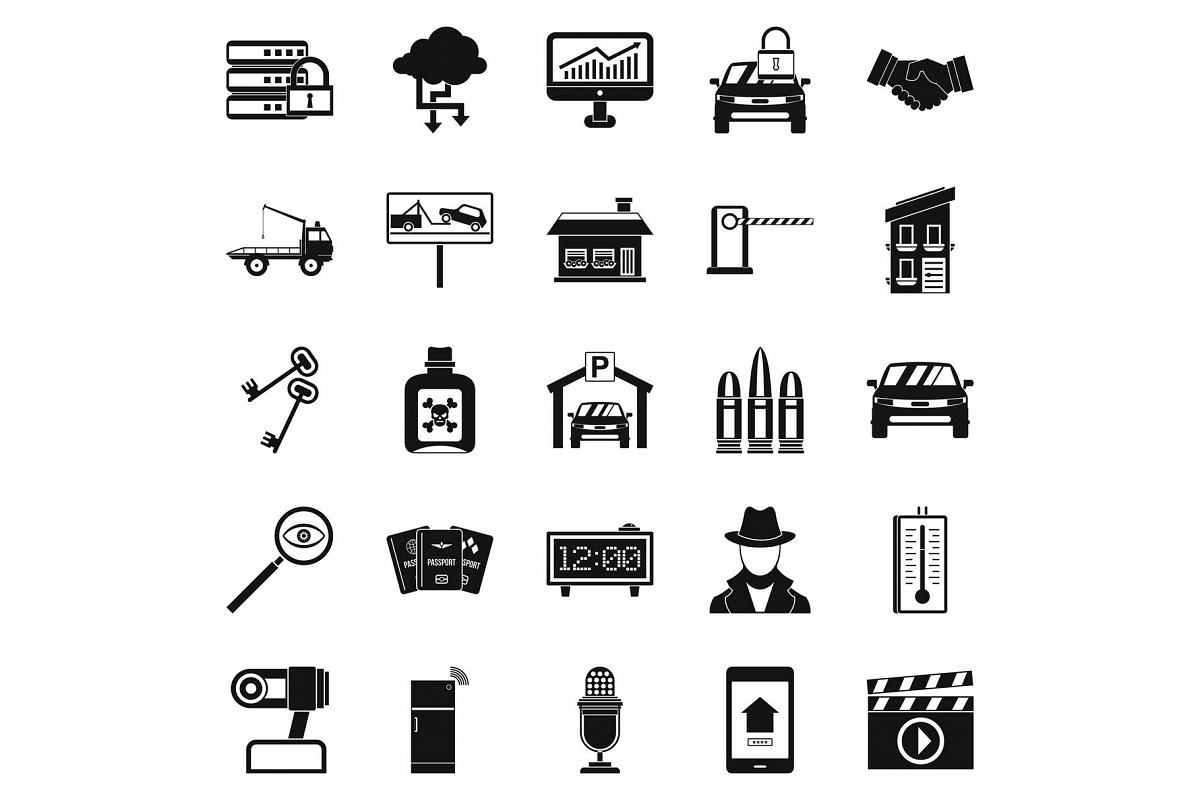 Car recorder icons set, simple style example image 1
