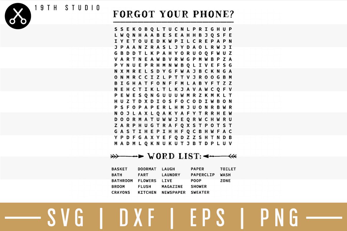Forgot your phone word search SVG| Bathroom sign SVG
