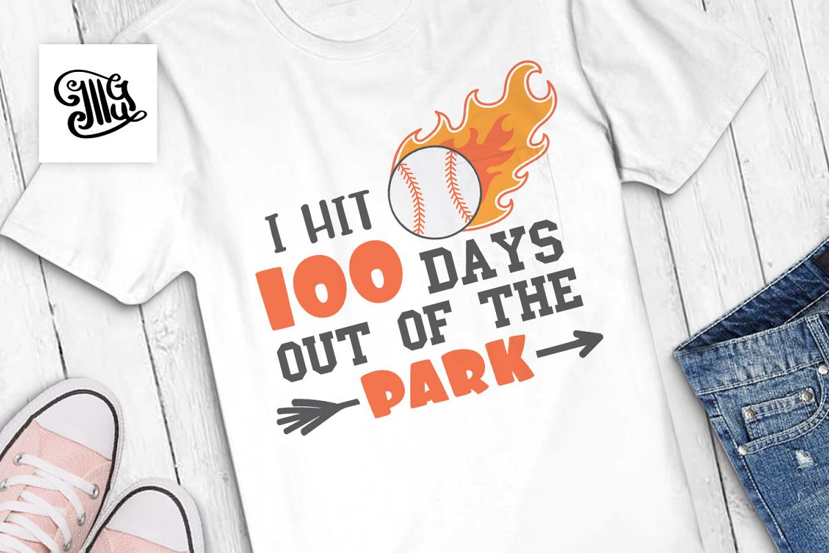 100 days of school baseball svg example image 1