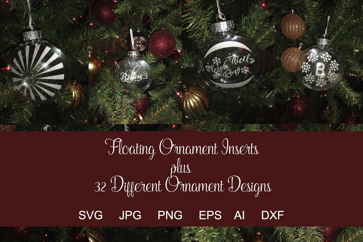 Floating Ornament Inserts Plus 32 Holiday Designs SVGs example image 1