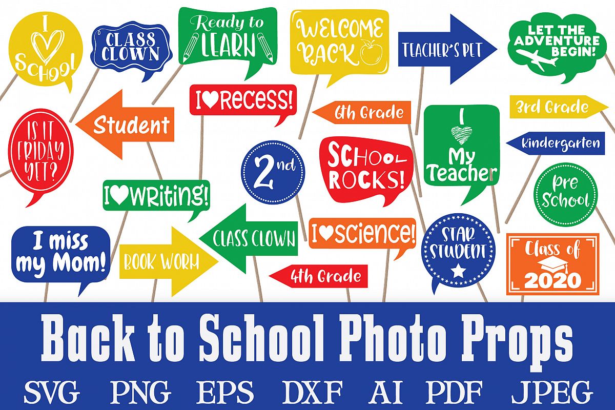 Back to School Photo Booth Props - SVG Cut Files and Clipart