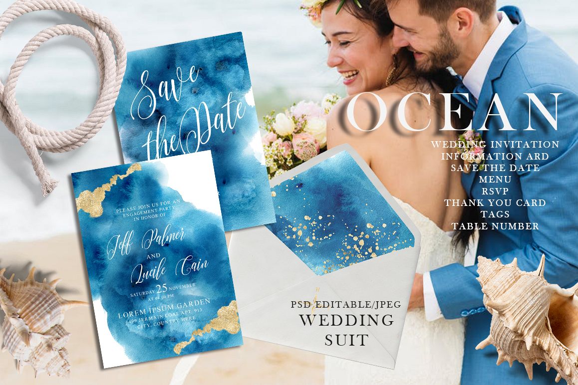 Ocean wedding invitations suit example image 1