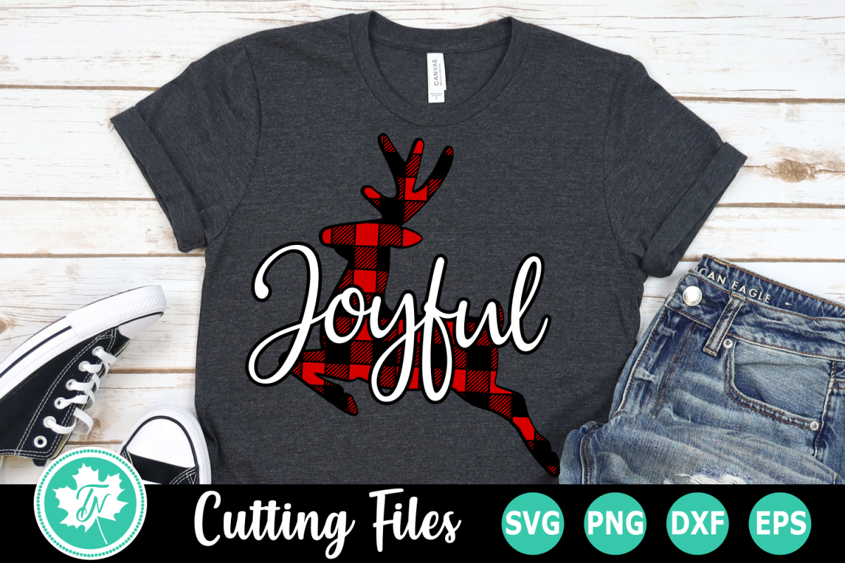 Joyful Plaid Reindeer - A Christmas SVG Cut File example image 1