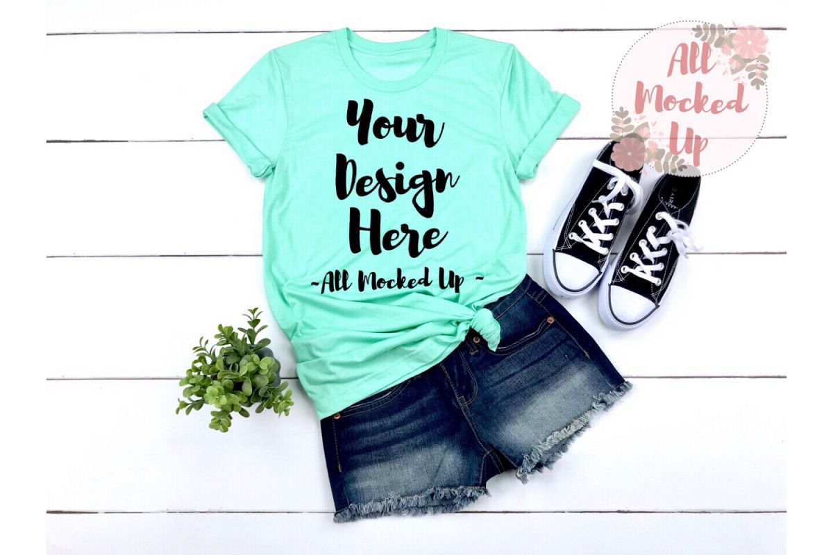 Bella Canvas 3001 / 3413 MINT Shirt Mock Up - 3/19 example image 1