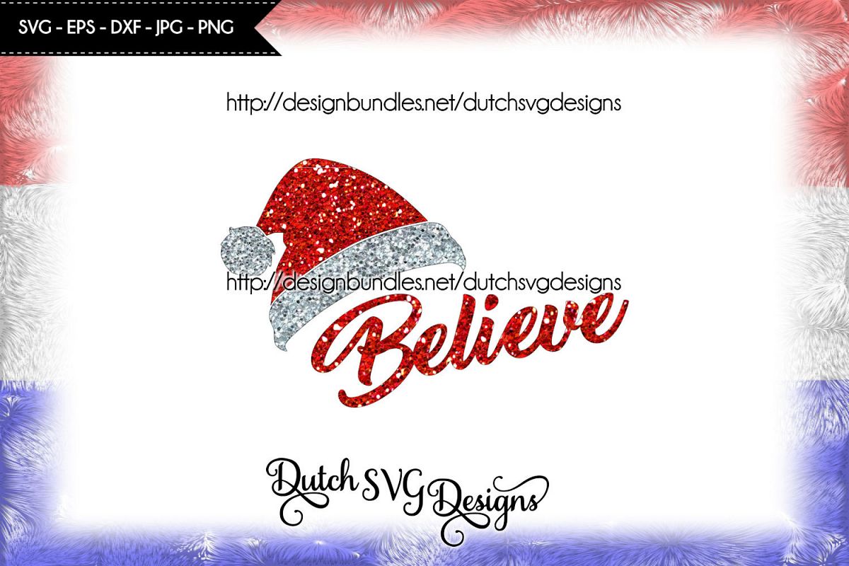 Cut file Believe with Santa hat, christmas svg, believe svg example image 1