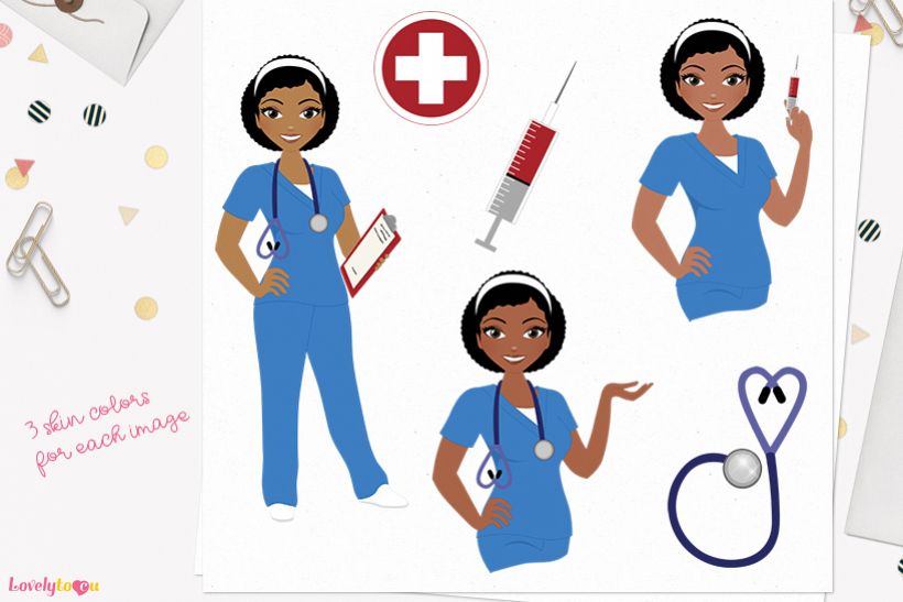 Nurse woman character clip art L374 Neve example image 1