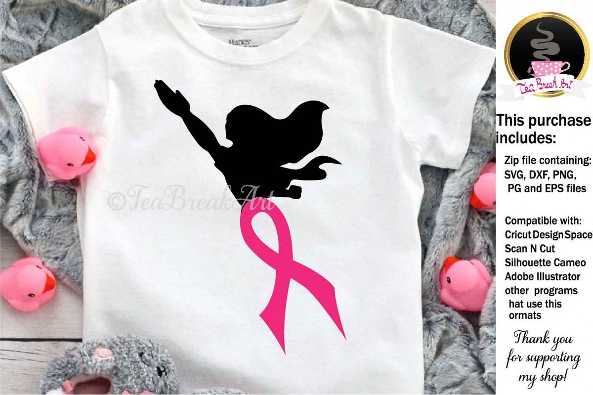 Superwoman Breast Cancer Awareness Cutting Files 1082 example image 1