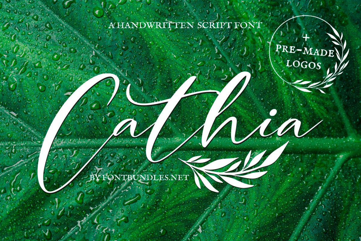 Cathia Script Font & Logos example image 1