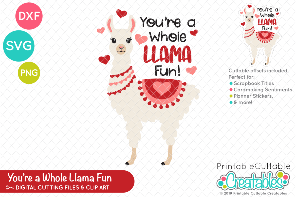 Download Whole Llama Fun Valentine's Day SVG
