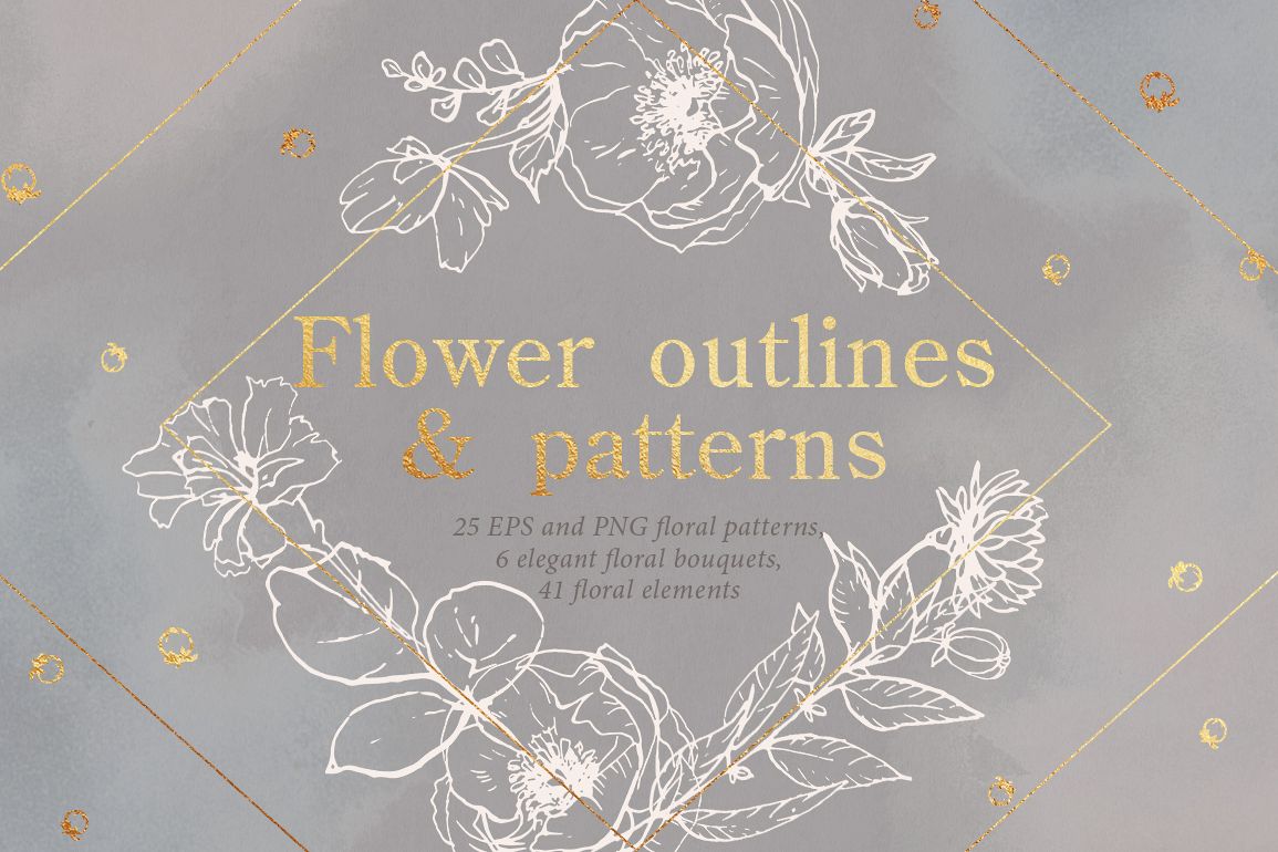 Flower outlines & patterns example image 1