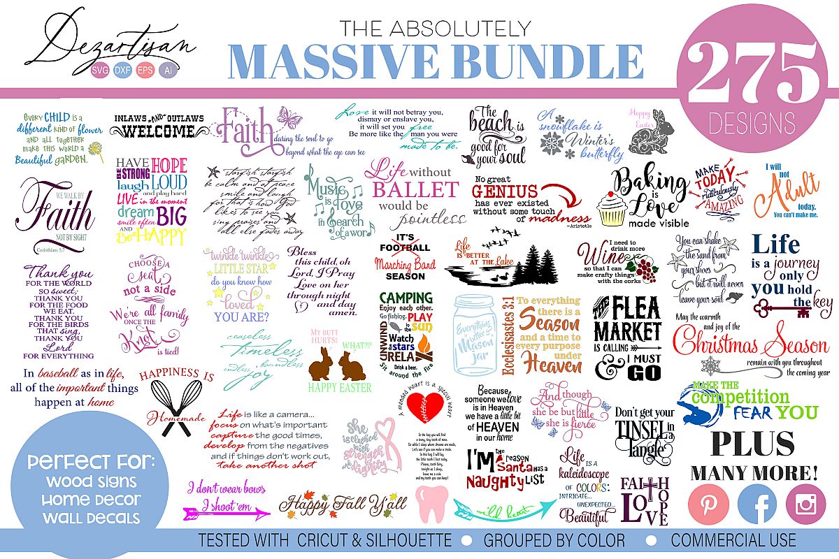 Massive Bundle of 275 SVG DXF cut ready files example image 1