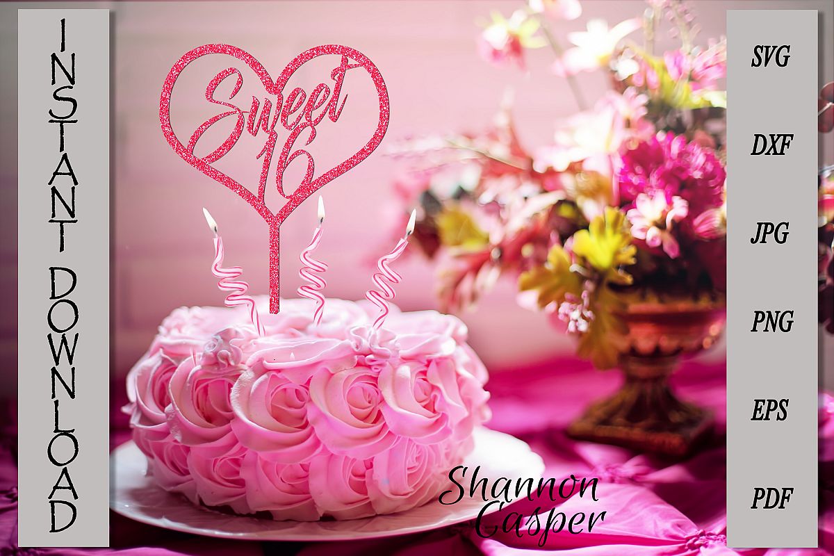 Sweet 16 Happy Birthday Cake Topper example image 1