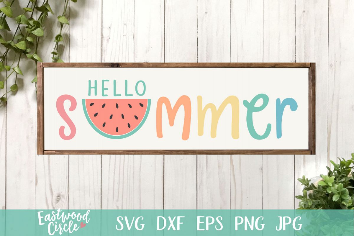 Hello Summer with Watermelon - A Summer SVG File for Signs example image 1