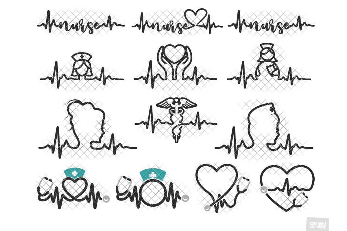 Download Nurse Heartbeat SVG Monogram in SVG, DXF, PNG, EPS, JPG (323195) | Cut Files | Design Bundles