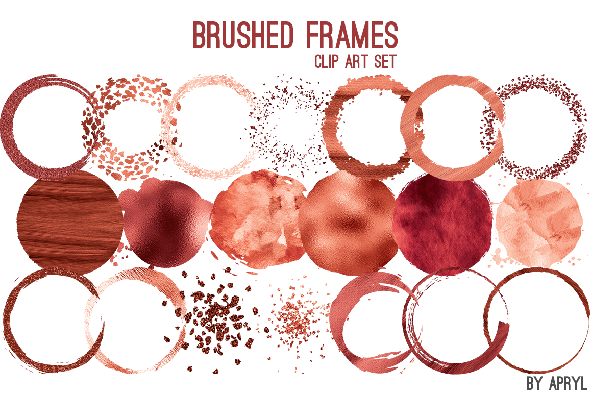 Red Coral Brush Stroke Round Frames