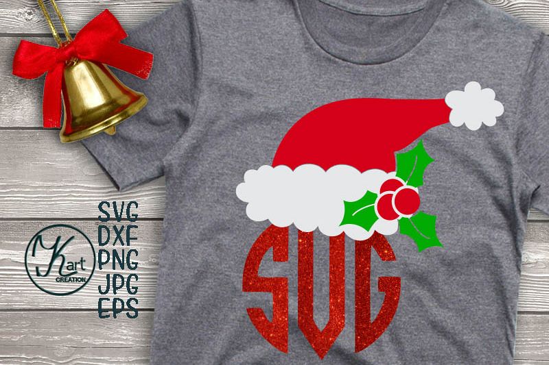 Santa hat svg, Santa hat monogram svg, Christmas svg clipart example image 1