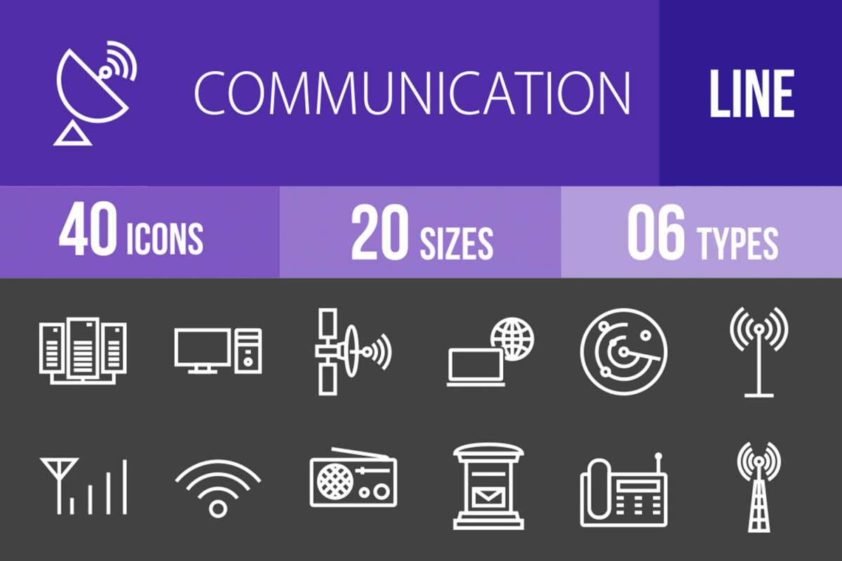 40 Communication Line Inverted Icons example image 1