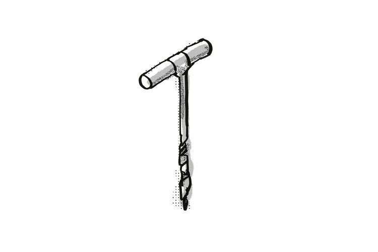 T-handle auger Woodworking Hand Tool Cartoon Retro Drawing example image 1