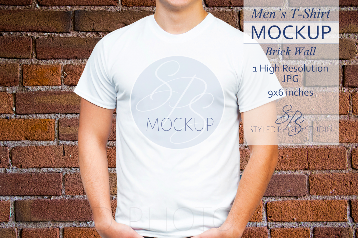 Mens Shirt Mockup Brick Wall 3.2 Aspect Ratio example image 1