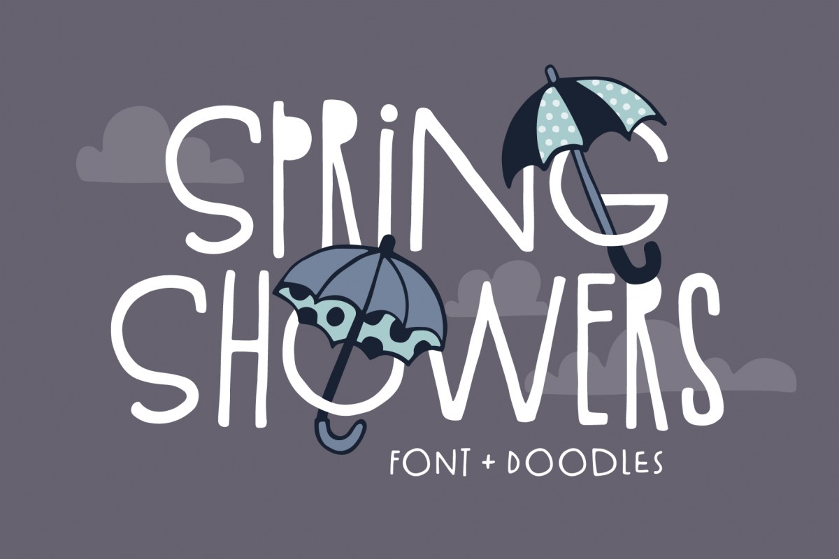 Spring Showers Font and Doodles example image 1