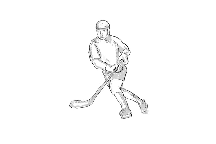 Ice Hockey Player Cartoon Isolated example image 1