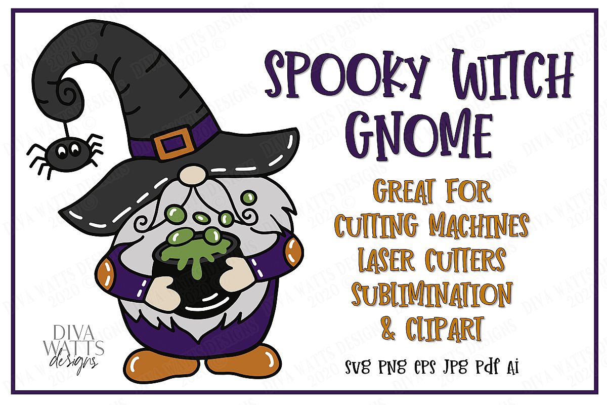 Download Halloween Witch Gnome - Hat Spider Cauldron - SVG EPS PNG AI