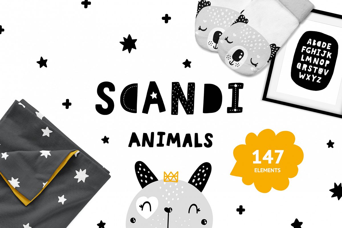 Scandinavian Animals - Nursery print example image 1