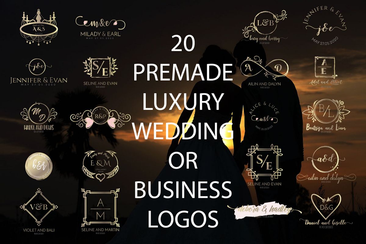 20 PREMADE FEMININE, LUXURY WEDDING OR BUSINESS LOGOS example image 1