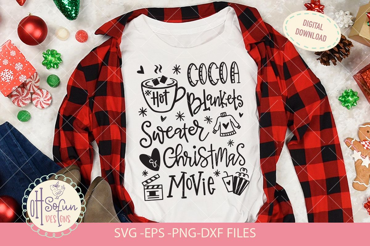 Hot cocoa blankets sweater Christmas movie, SVG example image 1