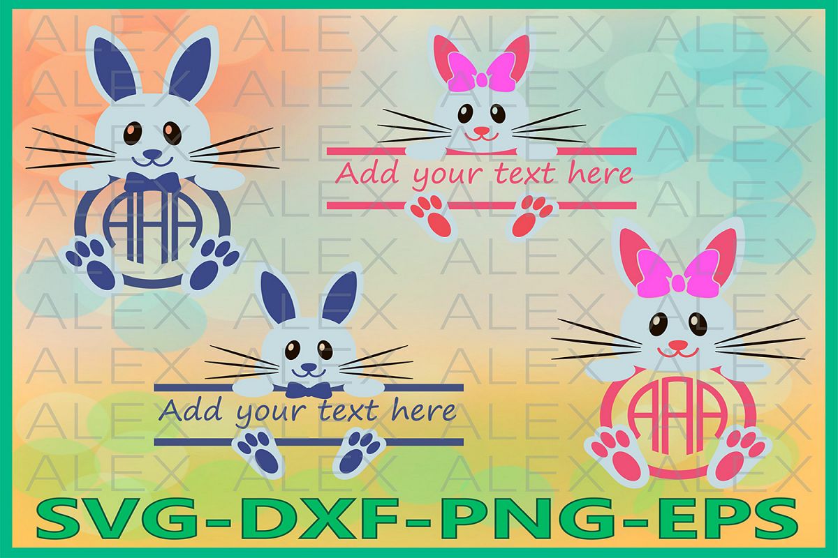 Bunny Svg, Bunny Split monogram SVG, Easter SVG, Easter Cut example image 1