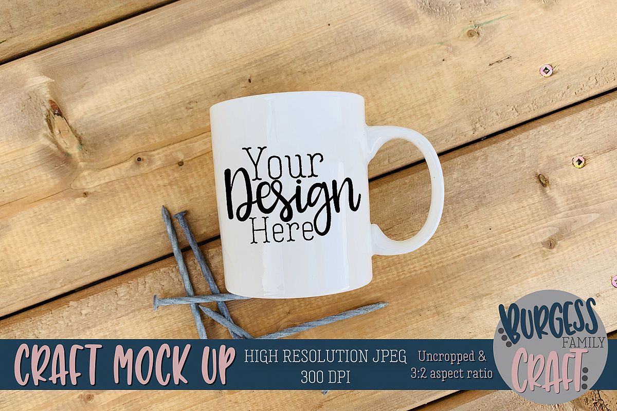 Mug wood nails Craft mock up|High Resolution JPEG example image 1