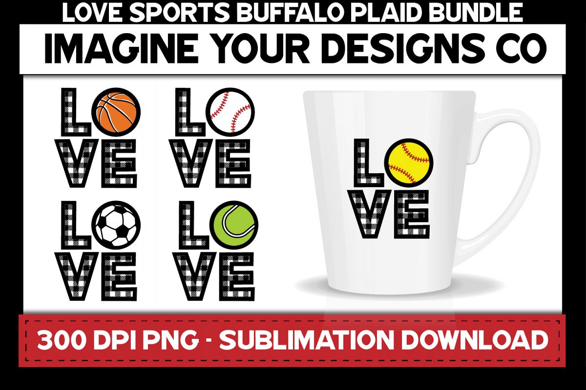 Love Sports Buffalo Plaid Sublimation Bundle example image 1