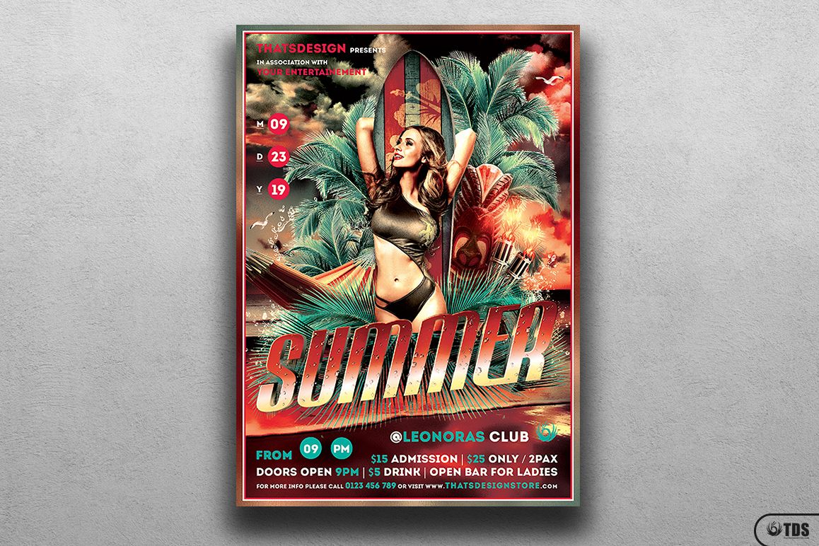 Beach Party Flyer Template V2 example image 1