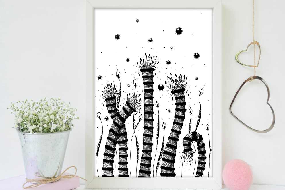 Magical Garden Doodle Art, A1, SVG example image 1