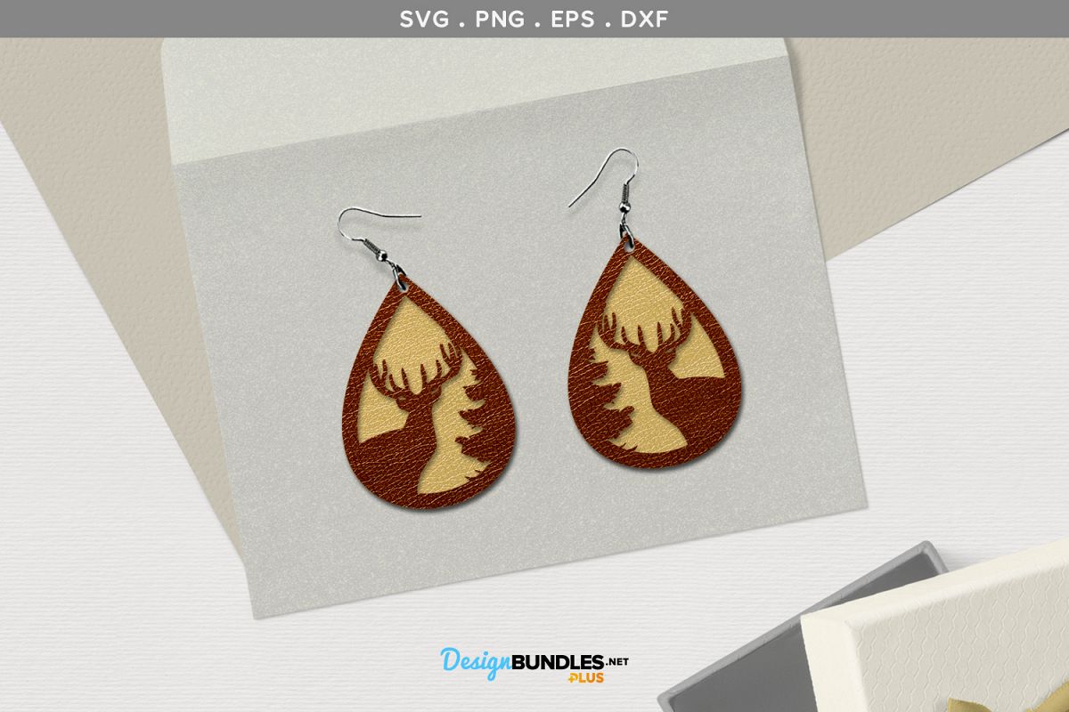 Deer Earrings SVG example image 1