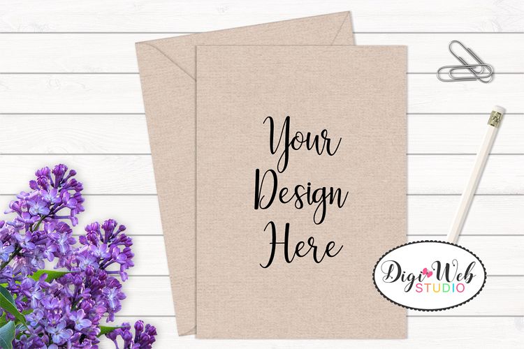 Card / Invitation Mockup - Natural / Minimal w/ Flowers example image 1