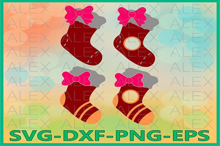 Santa Stockings SVG, Christmas Socks Svg, Christmas Socks example image 1