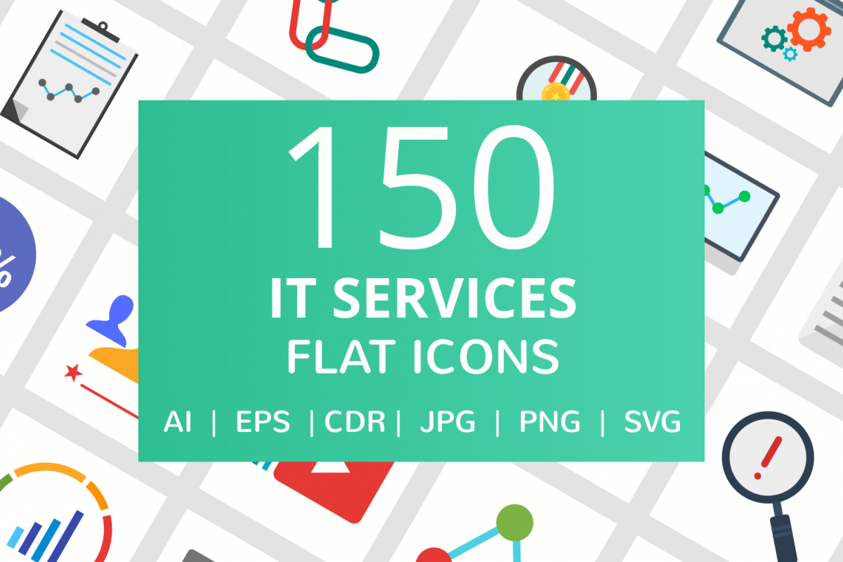 150 IT Services Flat Icons example image 1