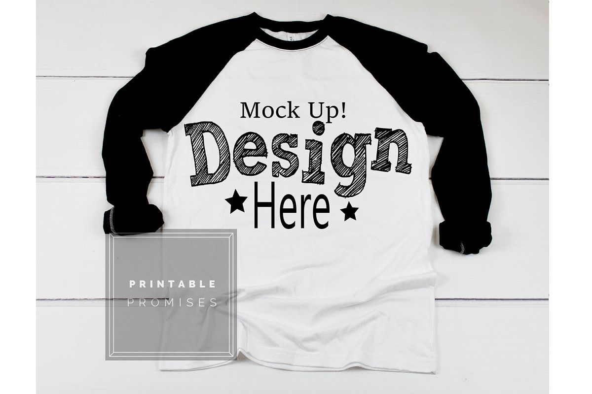 Next Level 6051 Black Raglan Mockup Baseball T-Shirt Mock Up example image 1
