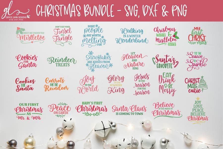 Christmas Cut File Bundle - SVG, DXF & PNG example image 1