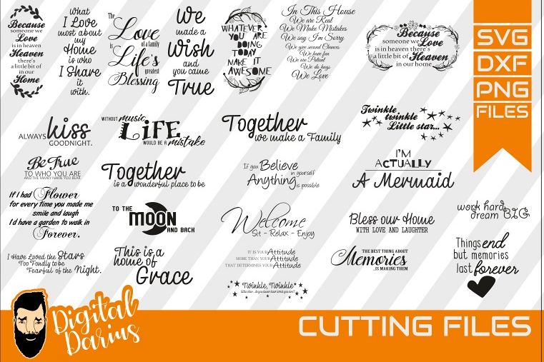 26x Family quote Bundle svg, Carpe Diem svg, Together, Love example image 1