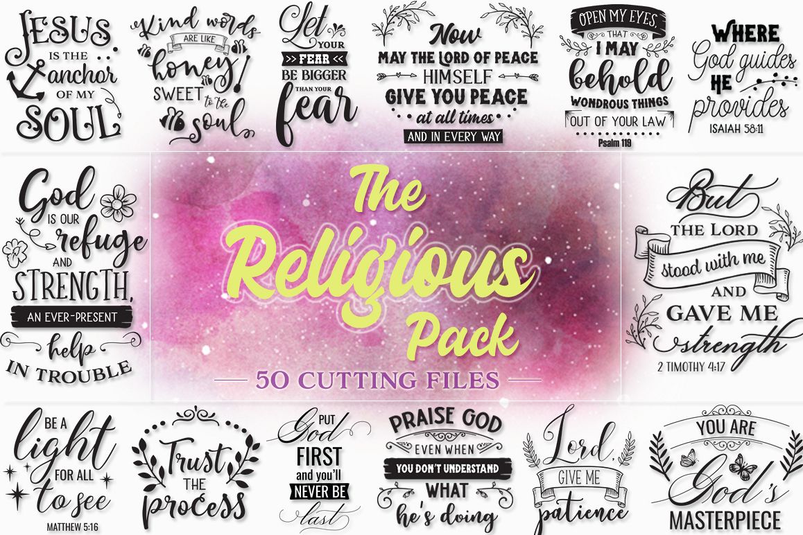 The Religious Pack - 50 Cutting Files SVG DXF EPS PNG example image 1