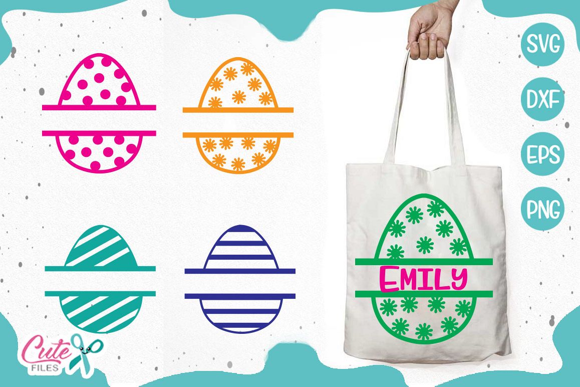 Easter eggs monogram frame svg, cut files for crafter example image 1