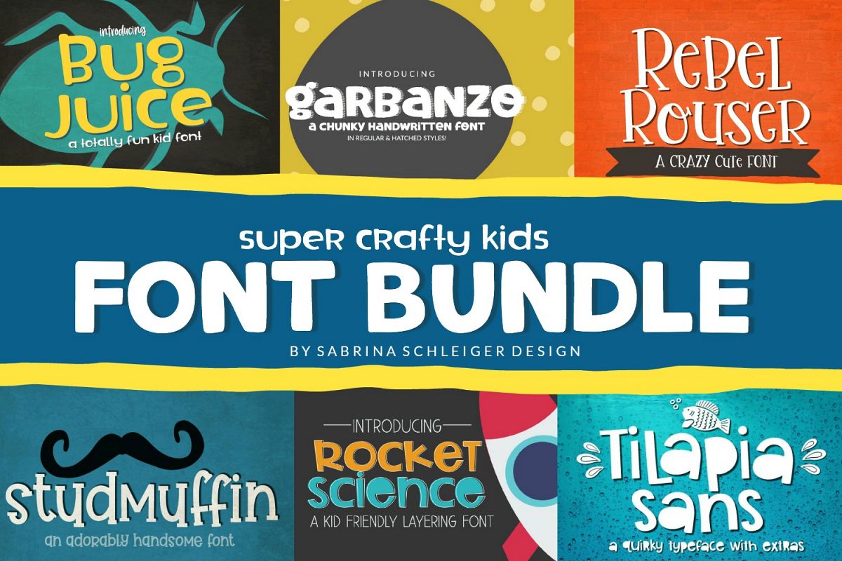Font Bundle - Super Crafty Kids Cut Friendly Fonts example image 1