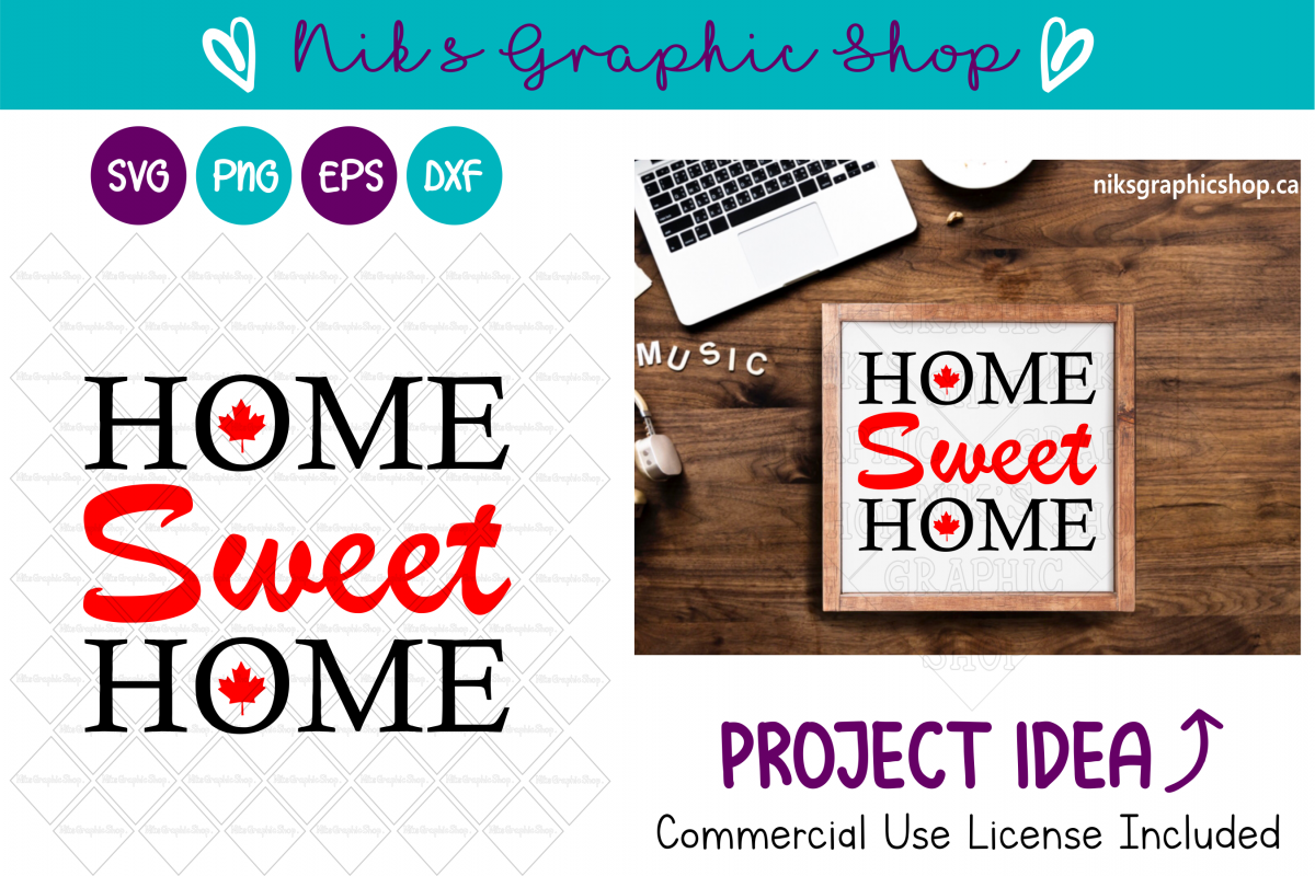 Canada Svg, Canada Cut Files, Canada, Home sweet home SVG example image 1