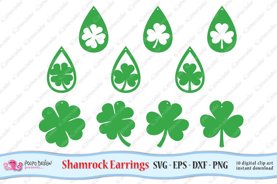 Download Shamrock Earring SVG, Eps, Dxf and Png